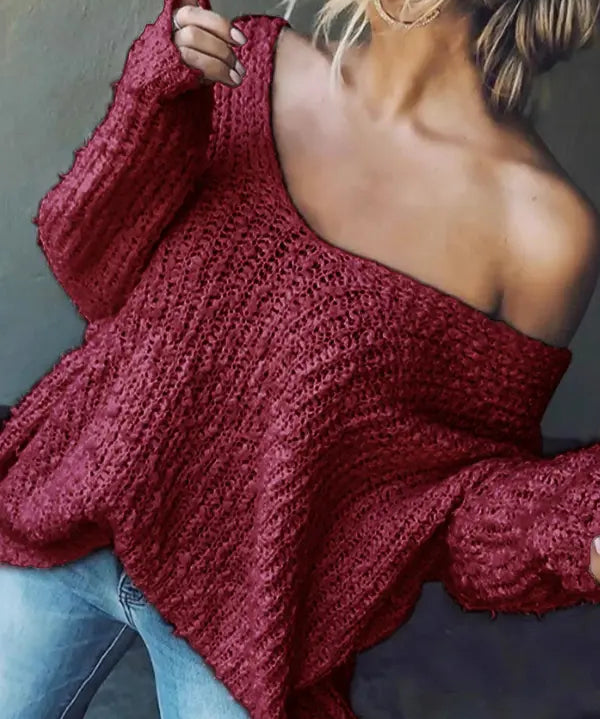 TELIKA™ - Comfy Drop Shoulder Long Sleeve Sweater