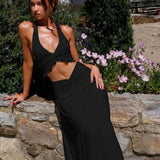 ARIYA™ – Chic Plunge Neck Summer Two-Piece Outfit