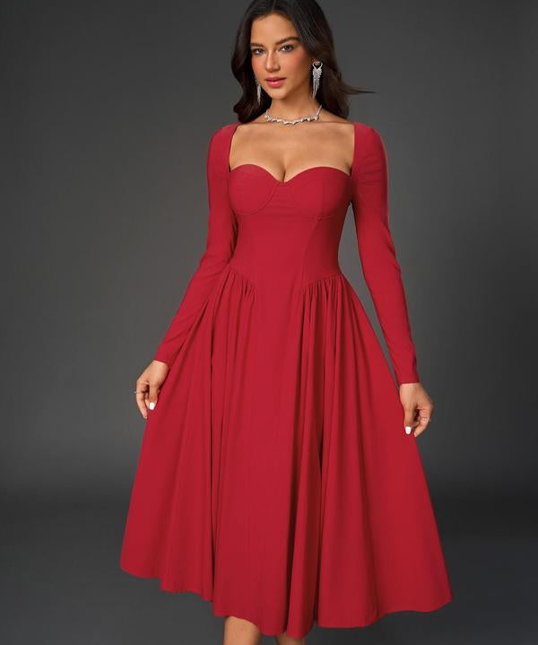 HOLLY™ - Elegant Ruched Tie-Back Sweetheart Neck A-Line Dress for Parties