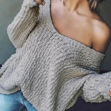 TELIKA™ - Comfy Drop Shoulder Long Sleeve Sweater