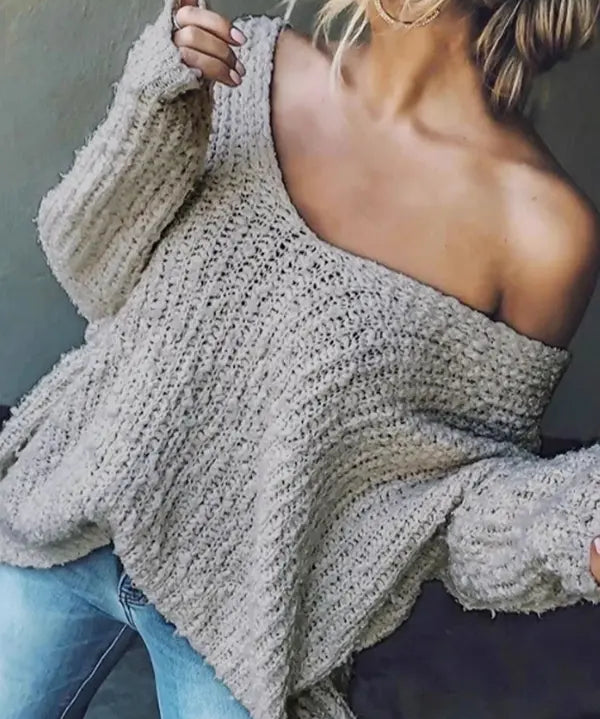 TELIKA™ - Comfy Drop Shoulder Long Sleeve Sweater