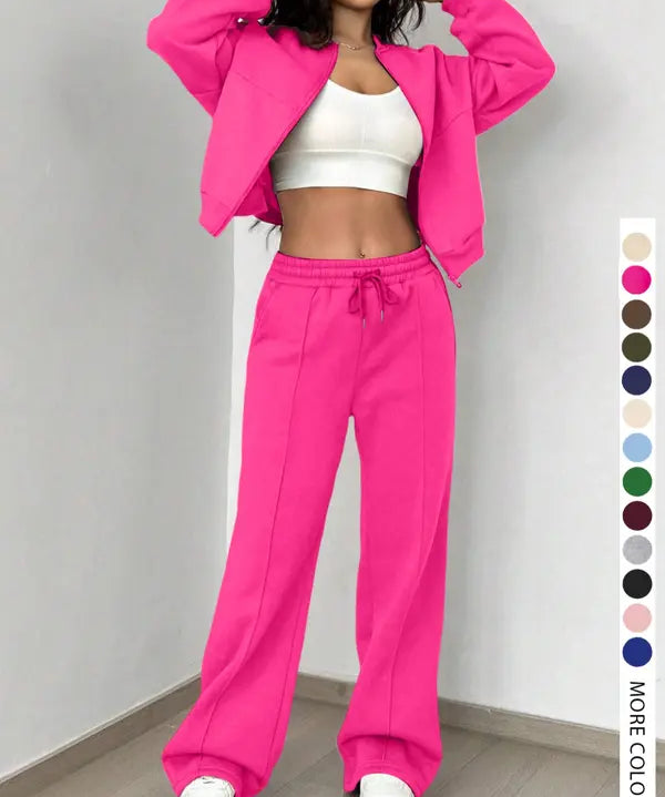 KELSEA™ - Casual Tracksuit Set for Women Zipper Jacket & Natural Waist Pants