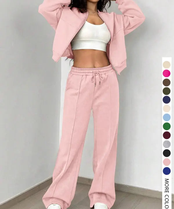 KELSEA™ - Casual Tracksuit Set for Women Zipper Jacket & Natural Waist Pants
