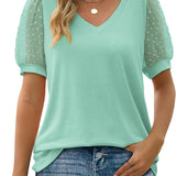 RHINA™ - Sheer Sleeve V-Neck Top
