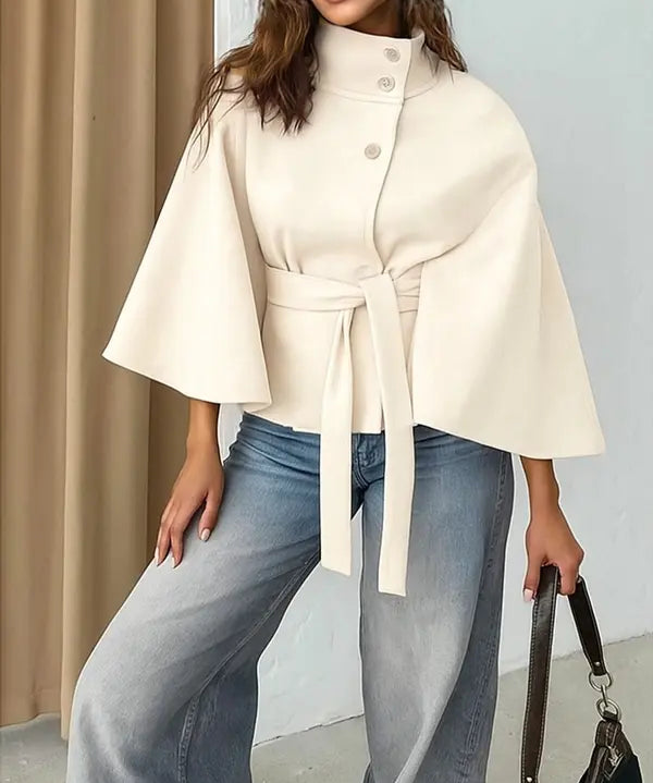 THELMA™ - Women’s Front Buckle Belted Wool Cape Coat for Fall & Winter