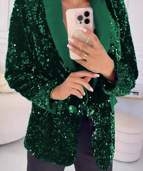 LUXARA™ -Shimmer Sequin Blazer