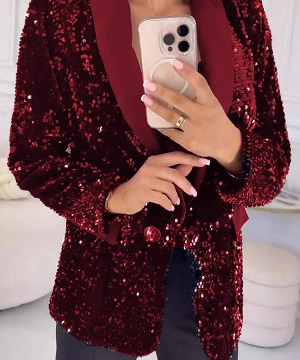 LUXARA™ -Shimmer Sequin Blazer