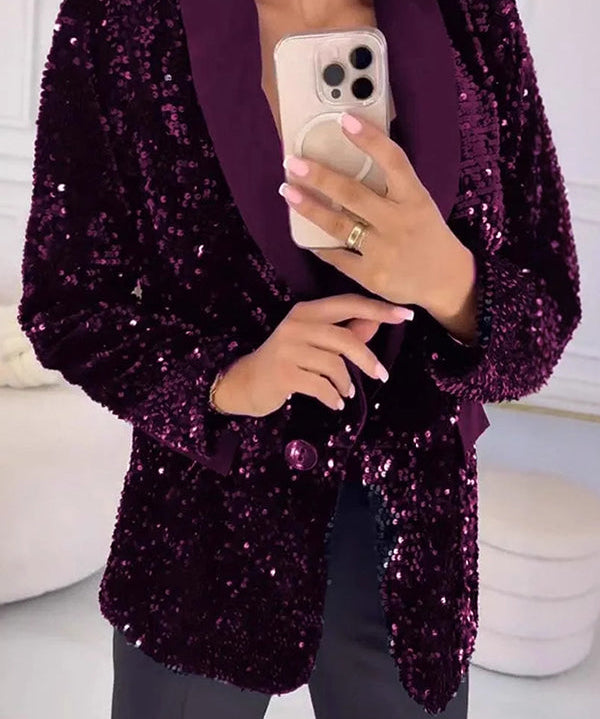 LUXARA™ -Shimmer Sequin Blazer