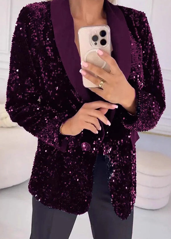 LUXARA™ -Shimmer Sequin Blazer
