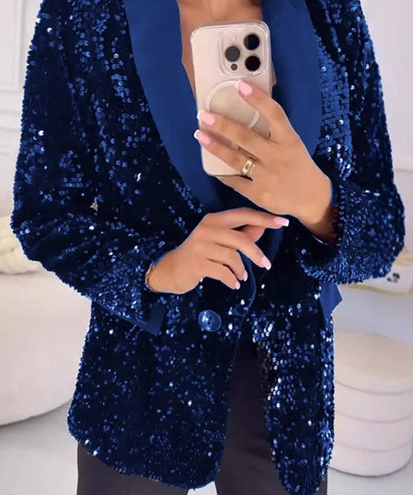 LUXARA™ -Shimmer Sequin Blazer