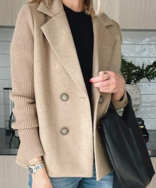 SORELLE™ - Elegant Knit-Sleeve Blazer