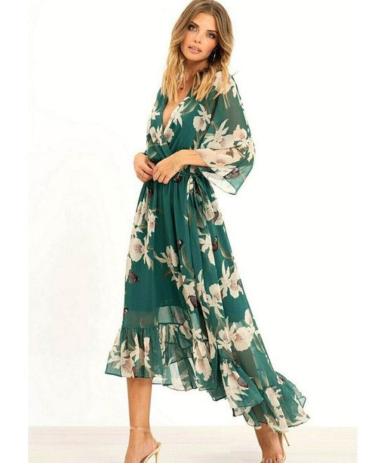 YASMINE™ - Elegant Kimono Midi Dress