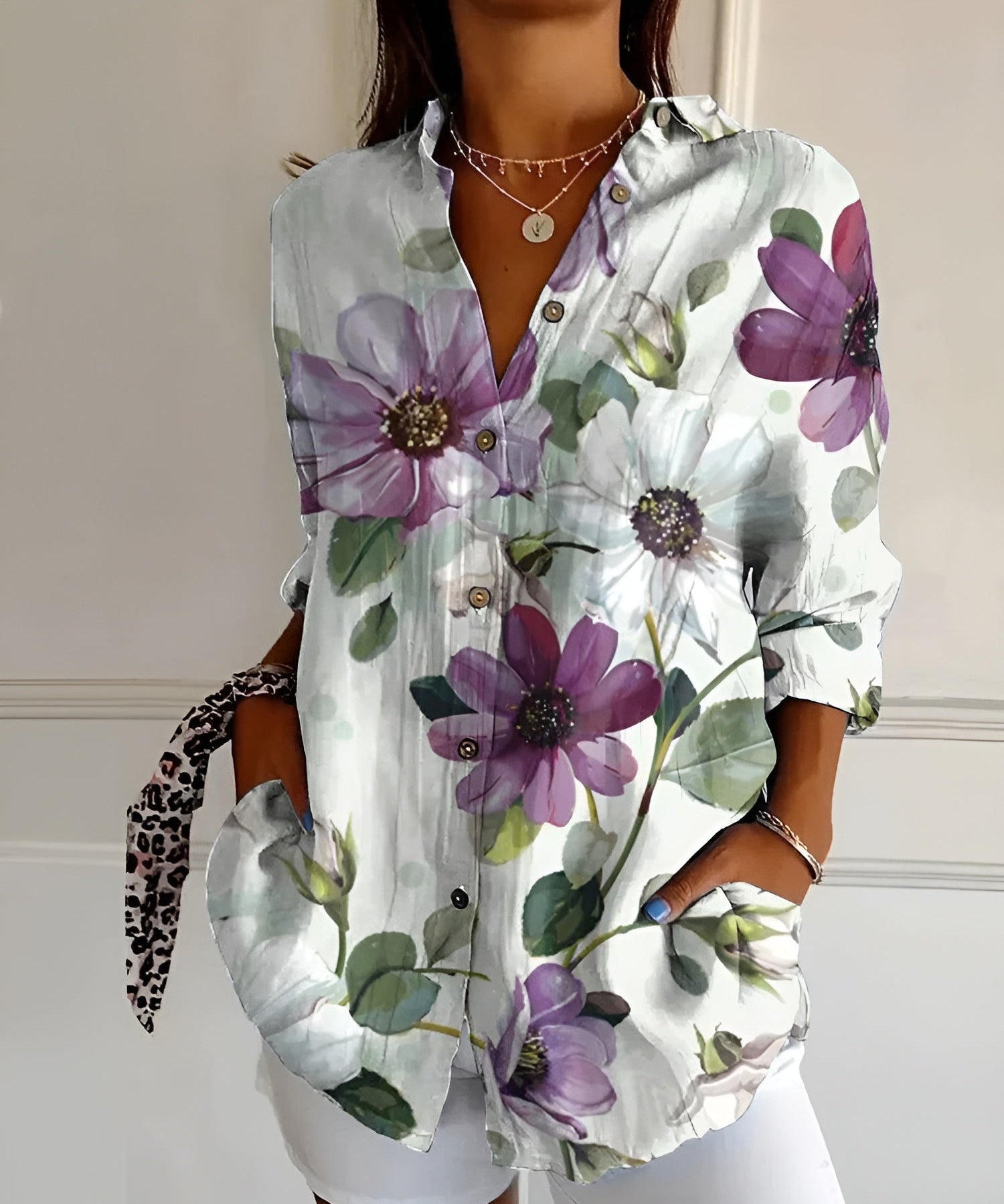 MELODIE™ – Elegant Floral Button Shirt