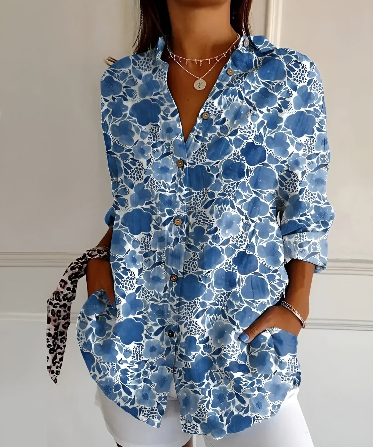 MELODIE™ – Elegant Floral Button Shirt