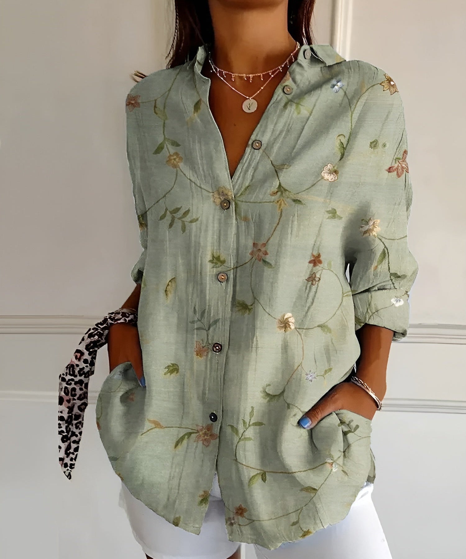 MELODIE™ – Elegant Floral Button Shirt