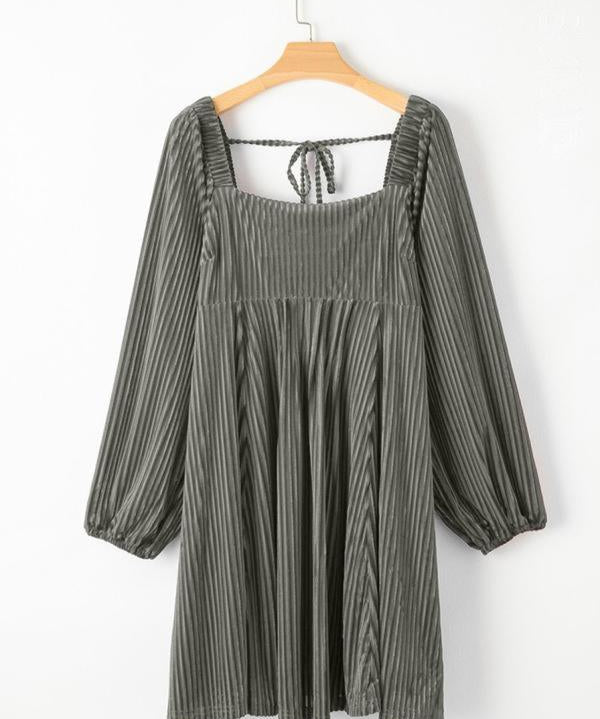 OLIVERA™ - Chic Bishop Long Sleeve A-Line Dress with Square Neck