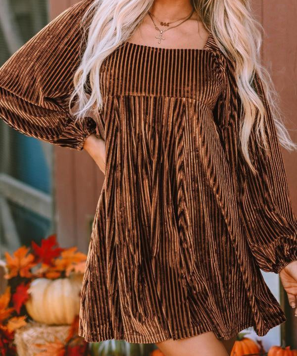 OLIVERA™ - Chic Bishop Long Sleeve A-Line Dress with Square Neck